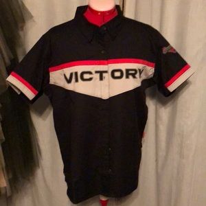 Victory button down top